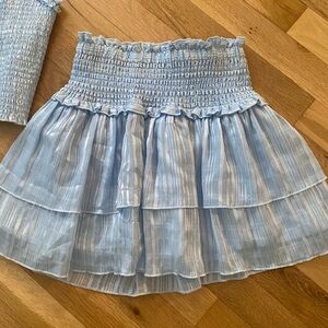 katie j nyc - ruffle sparkle tank- light blue- never worn - size XS